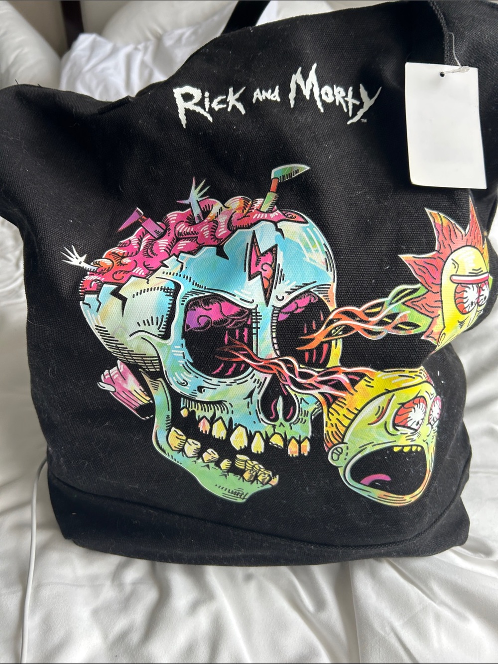 Rick and Morty Black Graphic Tote Bag BRAND NEW TAG QUICK NYC SHIPPING - Picture 2 of 16